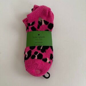 NWT Kate Spade New York 3 Pair Low Cut Cozies Pink Leopard Fuzzy Socks One Size